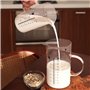 Transparent Verre Mesureur Cuisine avec Couvercle en Bois