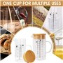 Aevcvok Verre Doseur 500ML 1000ML,Transparent Verre Mesureur Cuisine avec Couvercle en Bois,Récipients Gradué en Verre,Tasse à M