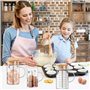 Aevcvok Verre Doseur 500ML 1000ML,Transparent Verre Mesureur Cuisine avec Couvercle en Bois,Récipients Gradué en Verre,Tasse à M