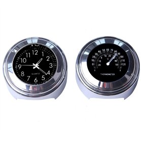 Maso Lot avec horloge et thermomètre Pour guidon de moto 7/8" (22 mm) Universel Étanche Noir