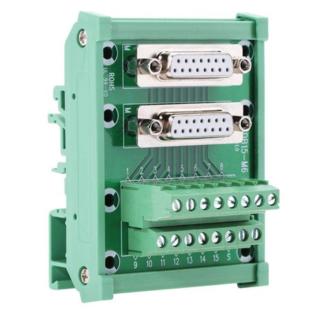 DB15-M6 Connecteur de Carte de Bornier Module d'Interface à Montage sur Rail DIN à Double Tête Femelle