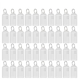 Hotgod Lot de 100 étiquettes de bagage en plastique avec anneau porte-clés fendu Blanc