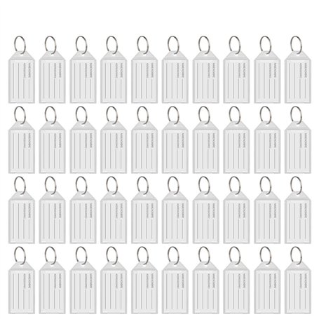 Hotgod Lot de 100 étiquettes de bagage en plastique avec anneau porte-clés fendu Blanc