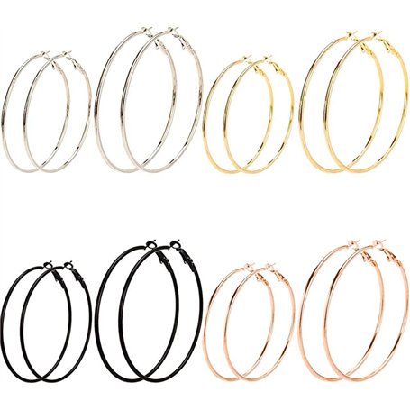 Heyu-Lotus 8 Paires de Boucles d’Oreilles Créoles pour Femme Fille