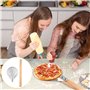 QOUBNIC Pelle a Pizza, 7 Pouces Ronde Pelle Pizza Perforée en Aluminium avec Longue Poignée en Bois Amovible pour la Cuisson de 