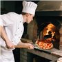 QOUBNIC Pelle a Pizza, 7 Pouces Ronde Pelle Pizza Perforée en Aluminium avec Longue Poignée en Bois Amovible pour la Cuisson de 