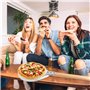 QOUBNIC Pelle a Pizza, 7 Pouces Ronde Pelle Pizza Perforée en Aluminium avec Longue Poignée en Bois Amovible pour la Cuisson de 