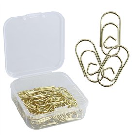Lot de 55 trombones dorés - Motif cœur - En métal - Pour cartes postales décoratives - Bureau - Salle de classe - Doré