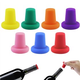 Lot de 7 capsules en silicone réutilisables - 7 couleurs - Pour vin de diamètre 1
