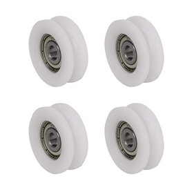 Lot de 4 poulies de roulement à rainure en forme de U 30 x 10 x 6 mm en plastique nylon pour rail coulissant