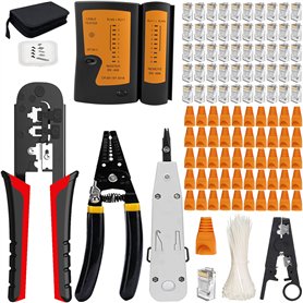 MAYLINE RJ45 Outils Kit Réseau Professionnel Pince à Sertir RJ12 RJ11 CAT5 CAT6 Cirmpature pour Câbles Réseau Entretien Kit LAN