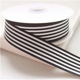 1 rouleau de ruban gros-grain rayé noir et blanc de 2