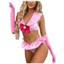 ROSVAJFY Femme Ecoliere Costume Sexy Lingerie Schoolgirl Cosplay Uniforme Etudiante Déguisement Rose Sous-Vêtement Babydoll Coqu