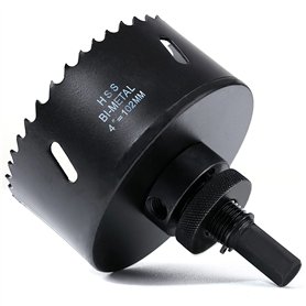 Scie cloche - 102 mm - Acier rapide HSS M42 bi-métal - Scie-cloche avec tige hexagonale et foret pour bois