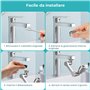 Vinabo 1440 ° Robinet à Rallonge Rotatif Multifonctionnel,2 Modes Embout Robinet Mousseur,Extension Filtre Embout Robinet économ