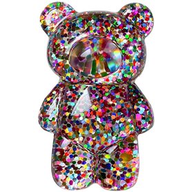 Support à paillettes pour téléphone portable - Support de doigt pour téléphone portable - En époxy 3D - En forme d'ours mignon -