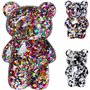 Support à paillettes pour téléphone portable - Support de doigt pour téléphone portable - En époxy 3D - En forme d'ours mignon -