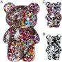 Support à paillettes pour téléphone portable - Support de doigt pour téléphone portable - En époxy 3D - En forme d'ours mignon -