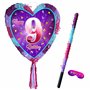 Piñata 9e anniversaire avec bâton – Girls Nine Party Smashing Game – Grand 41 cm x 38 cm