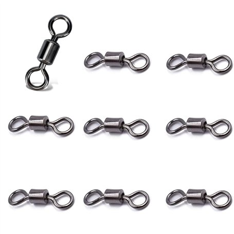 juzishangdian 100pcs Pivots Roulants de Pêche avec Anneaux Solides Connecteur de Crochet de Pêche Matériel de Terminal de Pêche