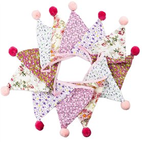Banderole de fanions en tissu de 4 m avec 12 fanions double face en coton