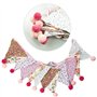 Banderole de fanions en tissu de 4 m avec 12 fanions double face en coton, 17x17 cm, guirlande triangulaire florale pour fêtes d