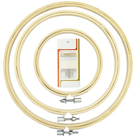 Lot de 3 cercles de broderie ronds en bambou - 3 tailles - Pour travaux manuels