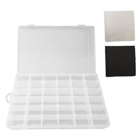 36 Mailles BoîTe à Bijoux En Plastique Transparent Avec 2 Morceaux De Chiffon De Nettoyage