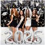 Iridsmole Décorations de bal de fin d'année 2025 - Ballons en feuille d'argent avec bandeau de remise de diplôme - Bannière de r