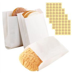 MEMOFYND Lot de 100 Sacs en Papier Résistant à la Graisse Avec 100 Autocollants Ronds