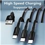 GELRHONR Câble USB multi-usage, 3 en 1, câble de charge universel - Câble de charge USB de type C compatible avec tablettes, tél
