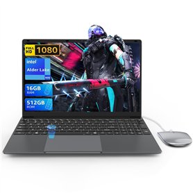 Ordinateur Portable 15.6 Pouces Laptop PC Portable 16Go RAM 512Go SSD Alder Lake-N95(jusqu'à 3.4 GHz) Laptop Computer Touch ID U