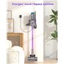 VSTOKY Aspirateur Balai sans Fil 580W/55KPa, Autonomie 75Min, Écran LED, Brosse Anti-Enchevêtrement, Support Murale, pour Poils 
