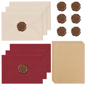 22 PiècesL'ensemble de Papeterie Vintage Papier，Vintage Enveloppe、Papier à Lettre Kraft Vintage，Adecuado para el día de San Vale
