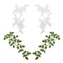 2 Paires De Dentelle Brodée, Fleurs Et Feuilles Vertes, Tissu Décoratif Pour Applique Et Embellissement De Robe