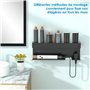 Gaethra Support Sèche Cheveux sans Perçage, Fixation Auto-Adhésive, Porte Sèche Cheveux Mural Noir Stable Et Antirouille, Idéal 