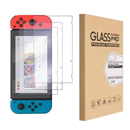 ENGFYADSY Lot de 3 films protecteurs d'écran en verre trempé pour Nintendo Switch - Anti-rayures