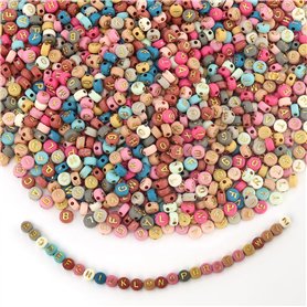 Lot de 1260 perles multicolores avec lettres de l'alphabet A-Z
