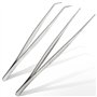 Lot de 2 pinces à épiler courbées - 25 cm - En acier inoxydable - Professionnelles - Antidérapantes - Pour animaux de compagnie