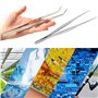 Lot de 2 pinces à épiler courbées - 25 cm - En acier inoxydable - Professionnelles - Antidérapantes - Pour animaux de compagnie 