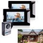 Interphone vidéo 7 pouces avec vision nocturne - Kit intercom sonnette sans fil, 1 appareil photo et 2 moniteurs, caméra HD noct