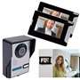 Interphone vidéo 7 pouces avec vision nocturne - Kit intercom sonnette sans fil, 1 appareil photo et 2 moniteurs, caméra HD noct