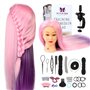 Tête À Coiffer Professionnelle Neverland Beauty 60cm Colorful Cosmétologie Mannequin Doll Head 100% Pratique cheveux synthétique
