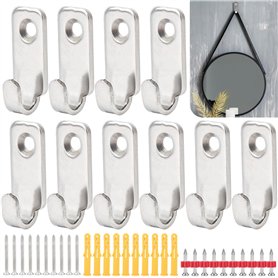 AccEncyc Lot de 10 crochets muraux en forme de J en acier inoxydable 304 pour cadre photo
