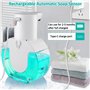 Distributeur de Savon Automatique, Mezzar 420ml Distributeur Savon Mural Automatique USB Rechargeable IPX5 Étanche pour Cuisine,