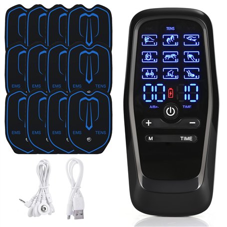 GuKKK 3 EN 1 TENS EMS Electrostimulateur Musculaire de Canaux Double pour le soulagement de la douleur