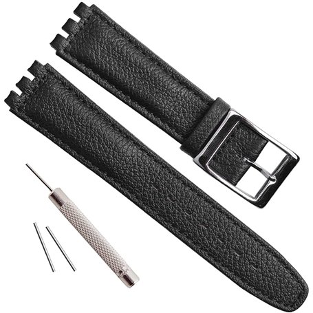 Bracelet de montre en cuir de vachette avec boucle en acier inoxydable pour
