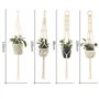 Kaxich 4 Pcs Suspension Plante Corde Macramé Corde de Coton Pot Suspendu Plante Porte Décoration du Jardin Intérieur Extérieur p