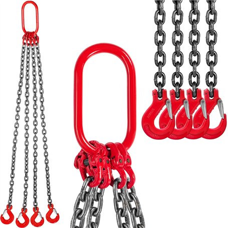 Mophorn Chaîne de Levage de Poids à 4 Pieds Élingue en Acier Allié 2 m Diamètre Chaîne 8 mm Capacité Charge 4 T Élingue de Chari