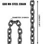 Mophorn Chaîne de Levage de Poids à 4 Pieds Élingue en Acier Allié 2 m Diamètre Chaîne 8 mm Capacité Charge 4 T Élingue de Chari